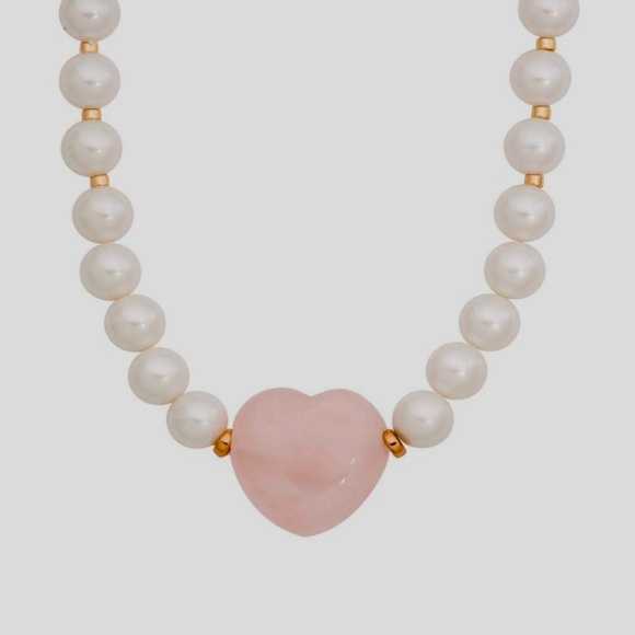NWT Nakamol Rose quartz heart perl necklace. - Picture 4 of 6
